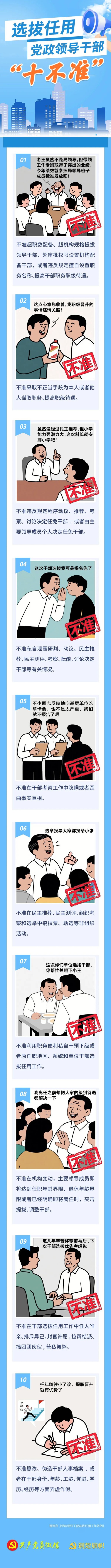 股票配资链接 选拔任用党政领导干部“十不准”